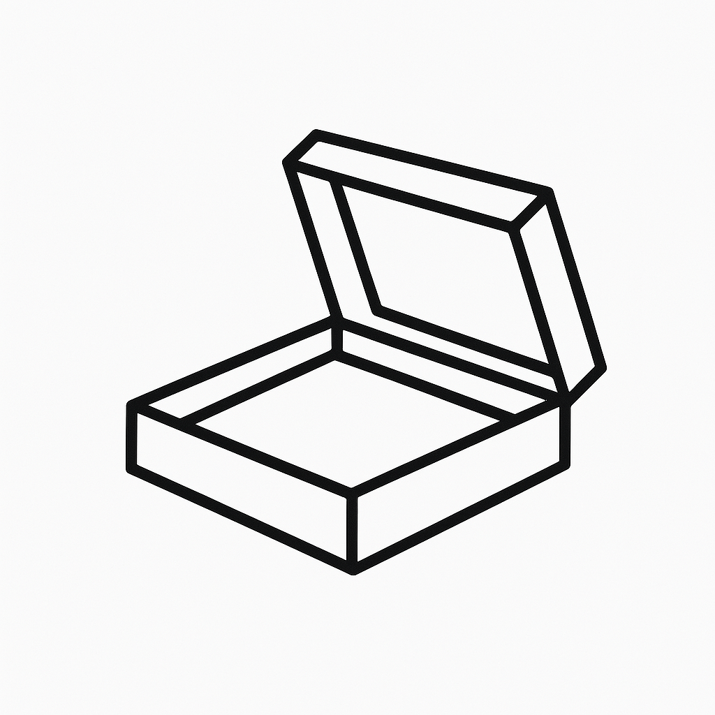 Icon of a luxury rigid perfume box with an inner tray insert